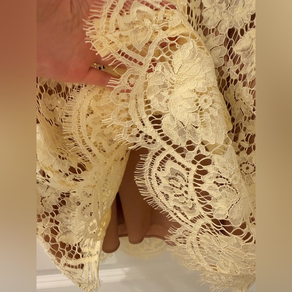 NWOT SELF-PORTRAIT YELLOW FINE LACE MINI DRESS - Picture 15 of 15